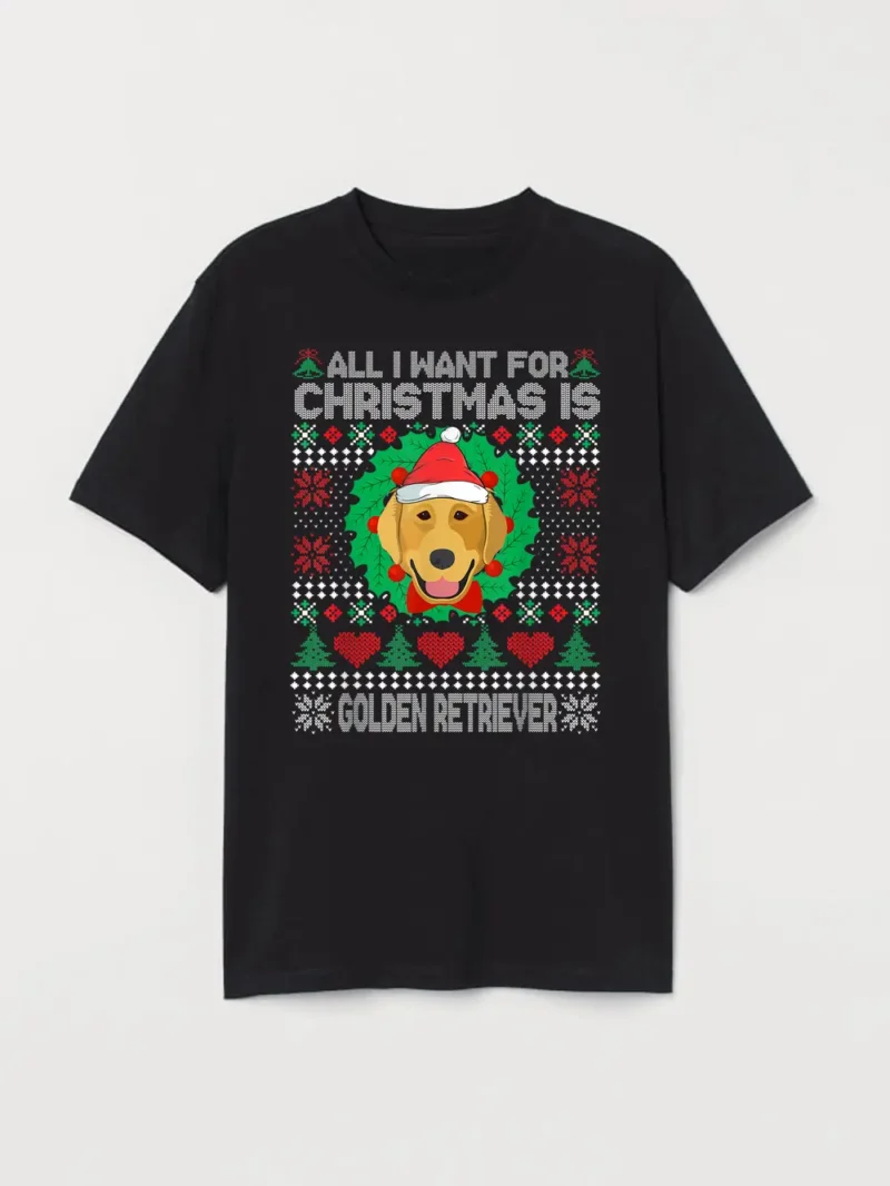 All I Want For Christmas Golden Retriever T-Shirt - Image 2