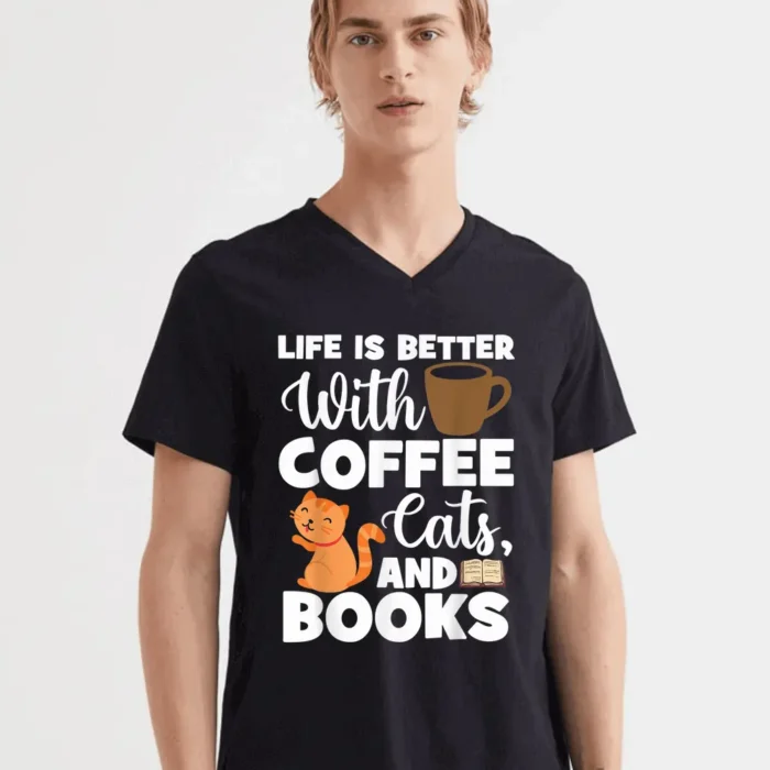 Cats And Books Coffee Cats T-Shirt
