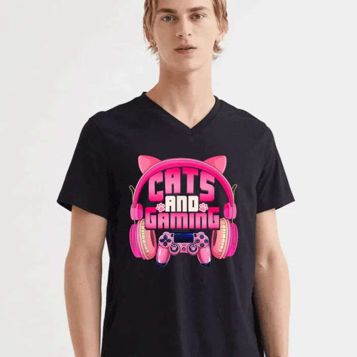 Cats And Gaming Funny Cat Lover Gaming T-Shirt